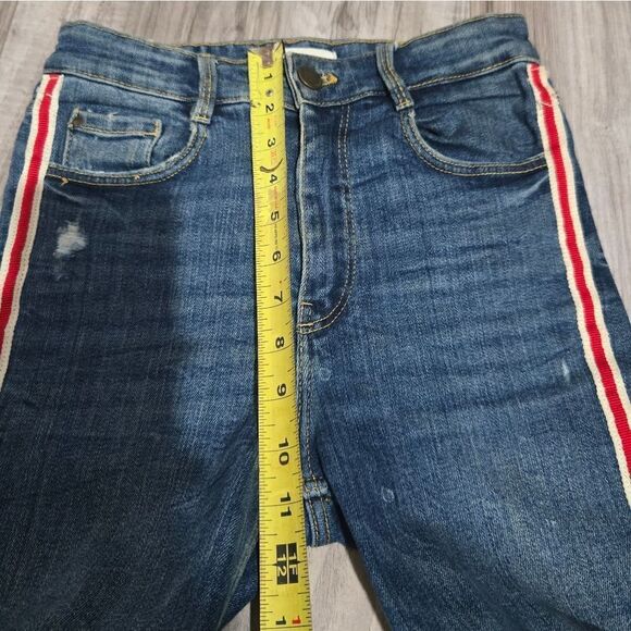 Zara authentic denim by TRF skinny jeans with stripe on side sz 4 - Picture 6 of 12